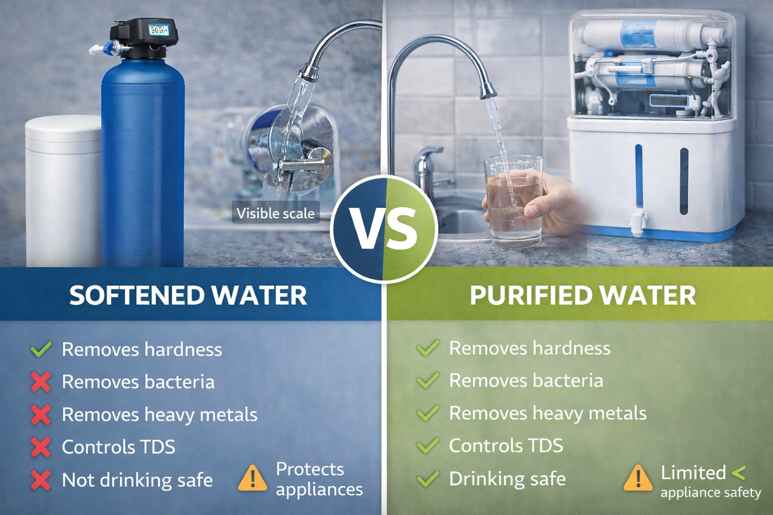 Difference Between Softened Water and Purified Water: What Every Home Should Know