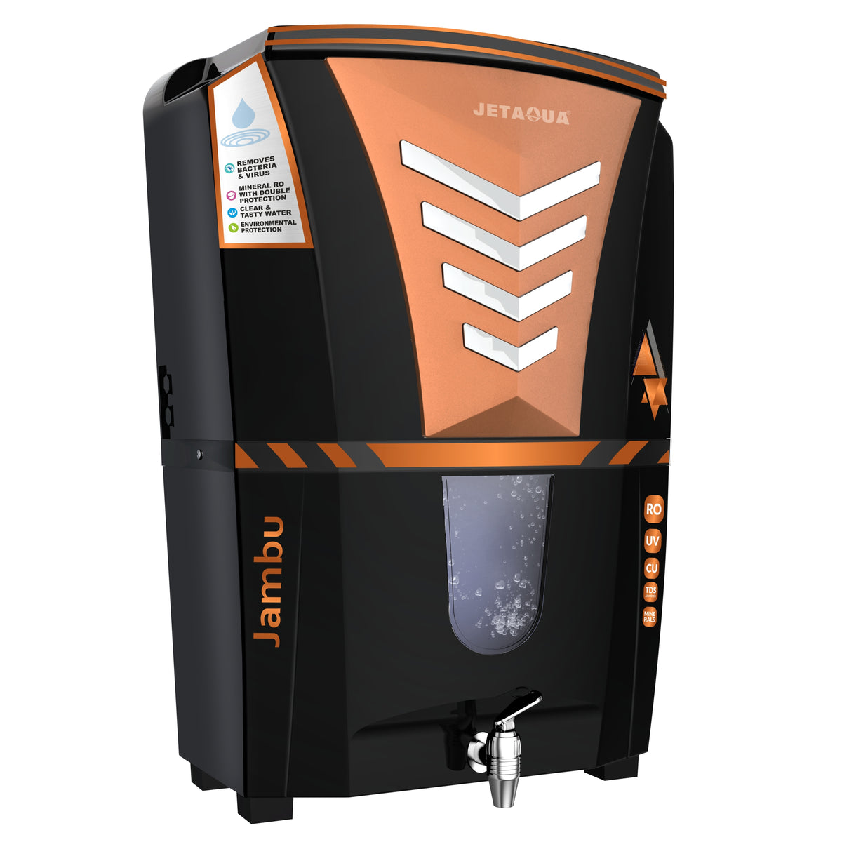 JetAqua Jambu RO + UV + UF + Copper + Zinc Alkaline Water Purifier (10L) – Wall Mount / Countertop | 90–95% TDS Purification