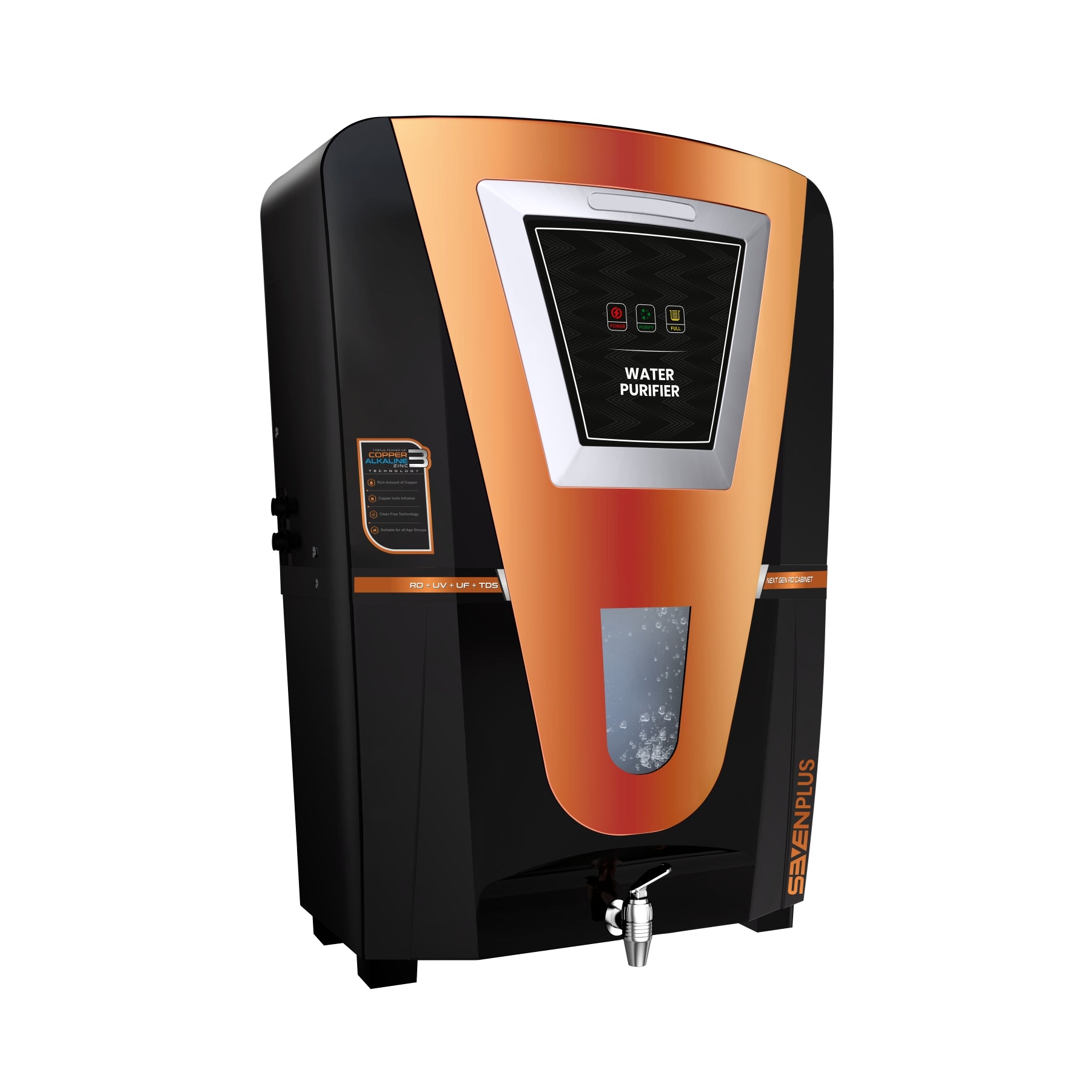 JetAqua Seven Plus RO + UV + UF + Copper + Zinc Alkaline Water Purifier (10 L) – Wall Mount / Countertop | 90–95 % TDS Purification