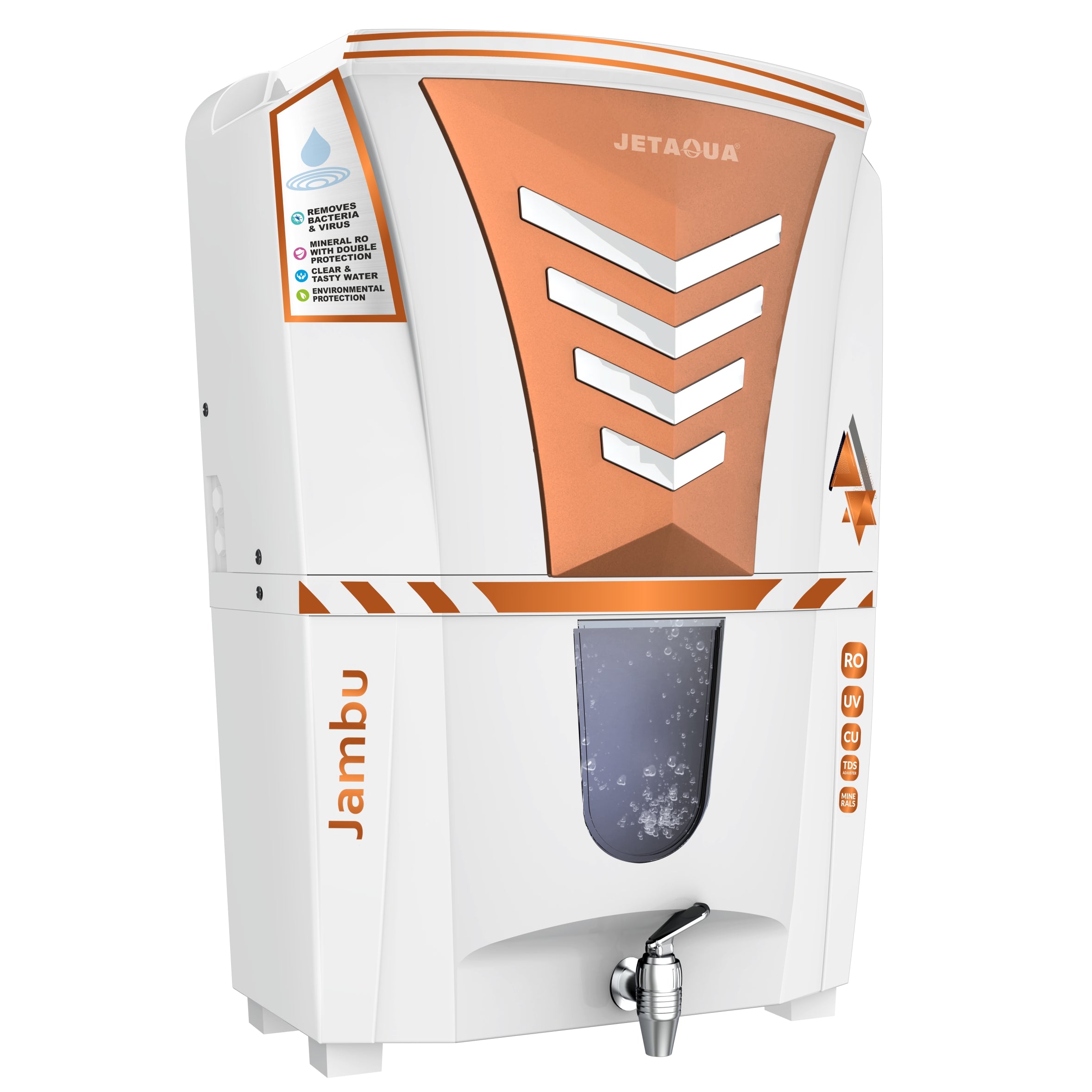 JetAqua Jambu RO + UV + UF + Copper + Zinc Alkaline Water Purifier (10L) – Wall Mount / Countertop | 90–95% TDS Purification