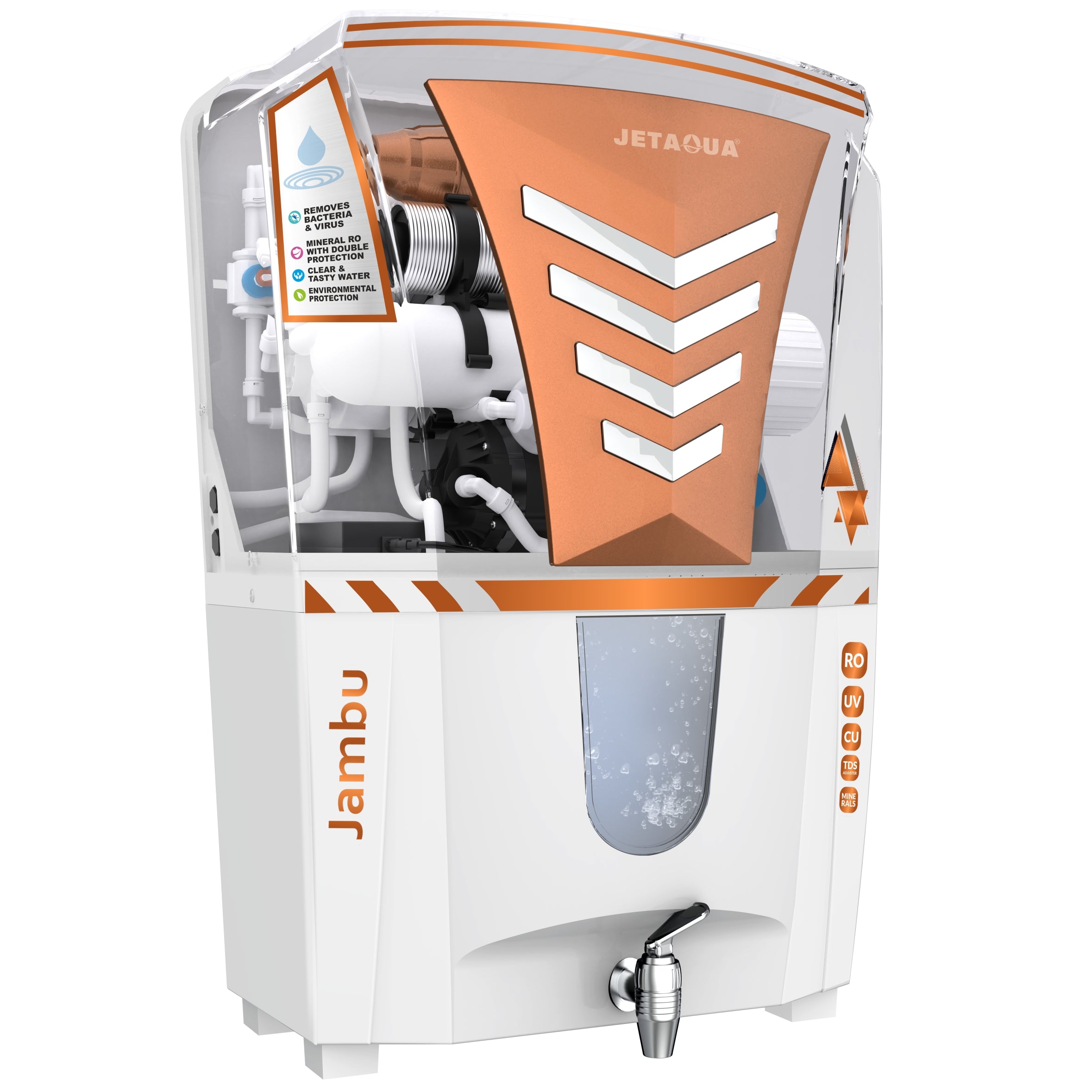 JetAqua Jambu RO + UV + UF + Copper + Zinc Alkaline Water Purifier (10L) – Wall Mount / Countertop | 90–95% TDS Purification